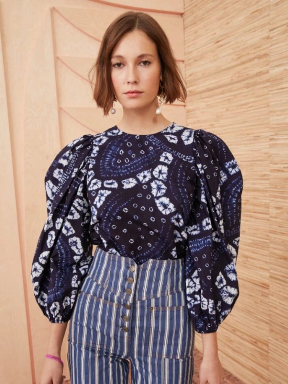 Ulla Johnson Eliza Top In Indigo M 6 Casual Puff Long Sleeve Blouse NEW 47157